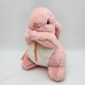 Vintage Interpur Pink Easter Bunny Rabbit Plush Stuffed Animal Toy 9" Long Ears